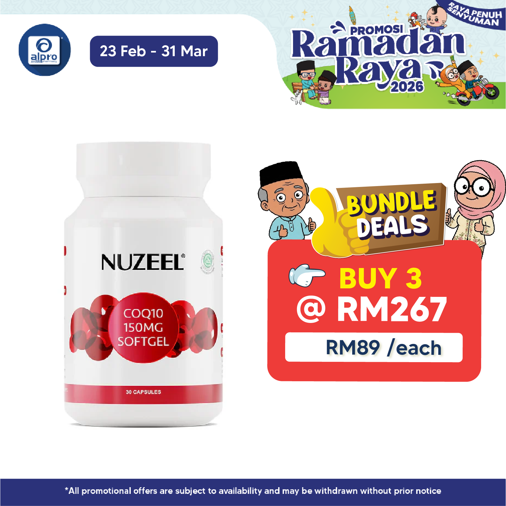 Nuzeel Coq10 150mg Softgel 30s | Reduce Oxidative Stress & Inflammation Nuzeel