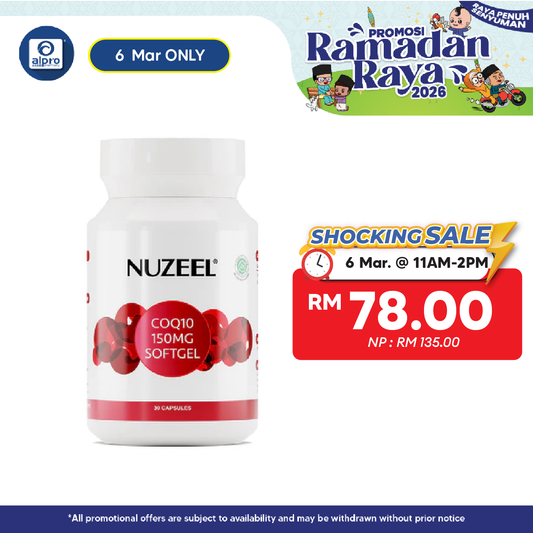 Nuzeel Coq10 150mg Softgel 30s | Reduce Oxidative Stress & Inflammation Nuzeel