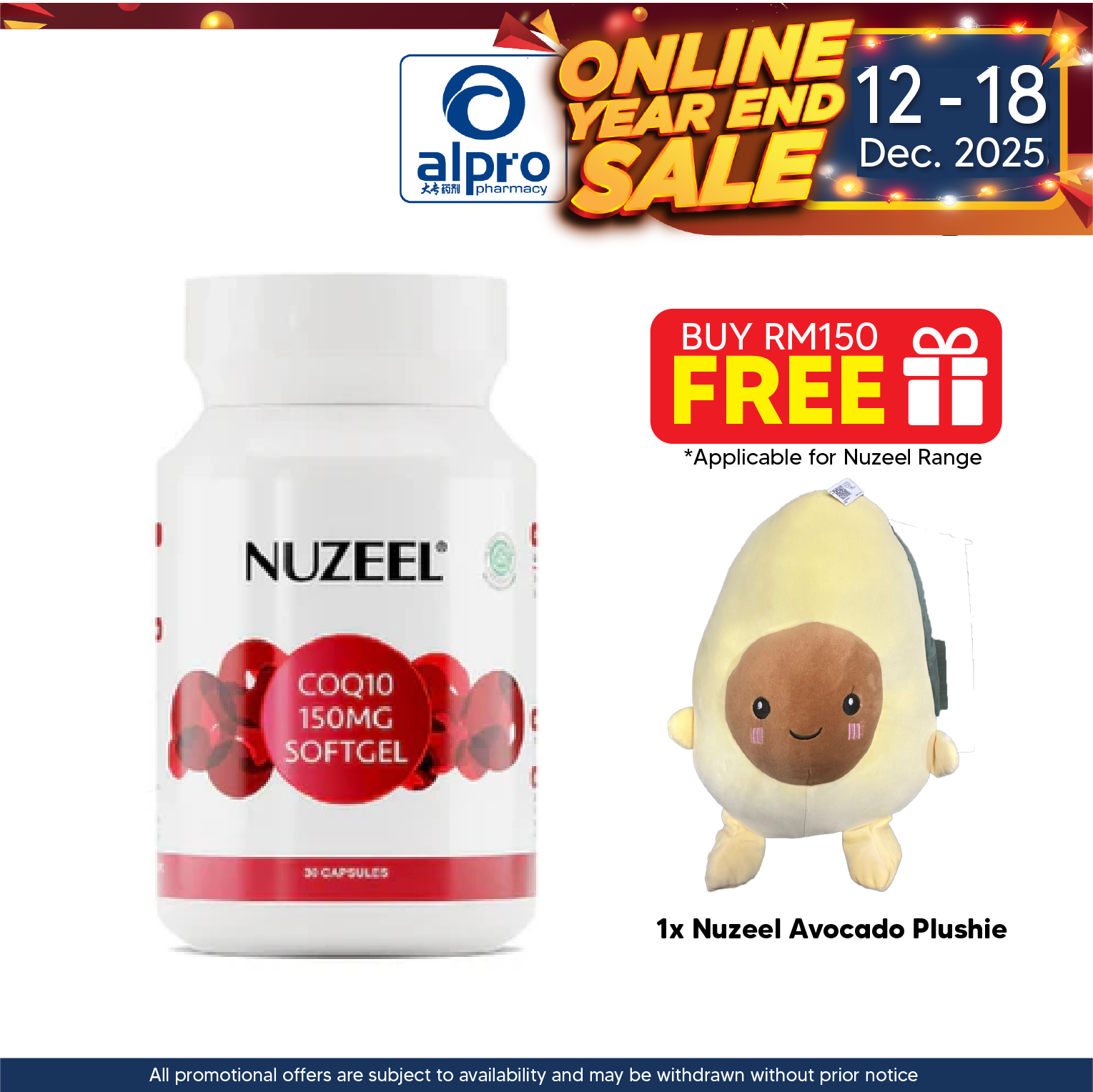 Nuzeel Coq10 150mg Softgel 30s | Reduce Oxidative Stress & Inflammation Nuzeel