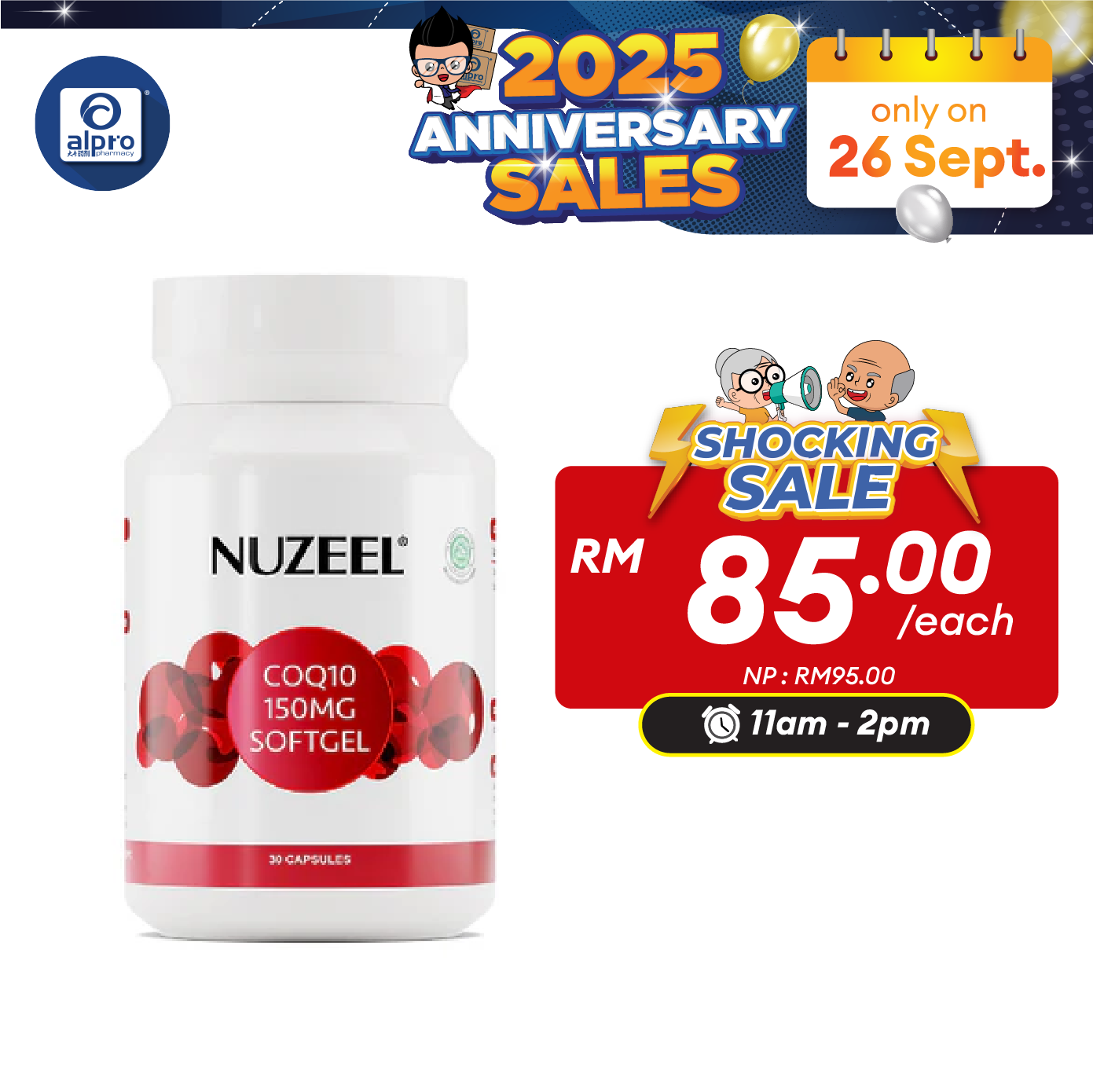 Nuzeel Coq10 150mg Softgel 30s | Reduce Oxidative Stress & Inflammation Nuzeel