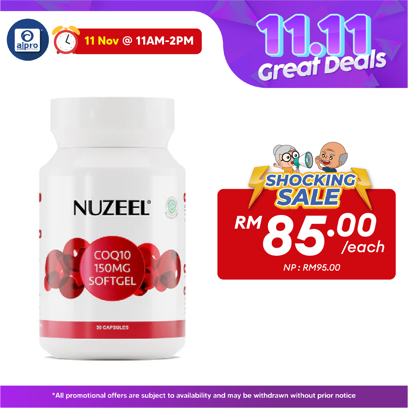 Nuzeel Coq10 150mg Softgel 30s | Reduce Oxidative Stress & Inflammation Nuzeel