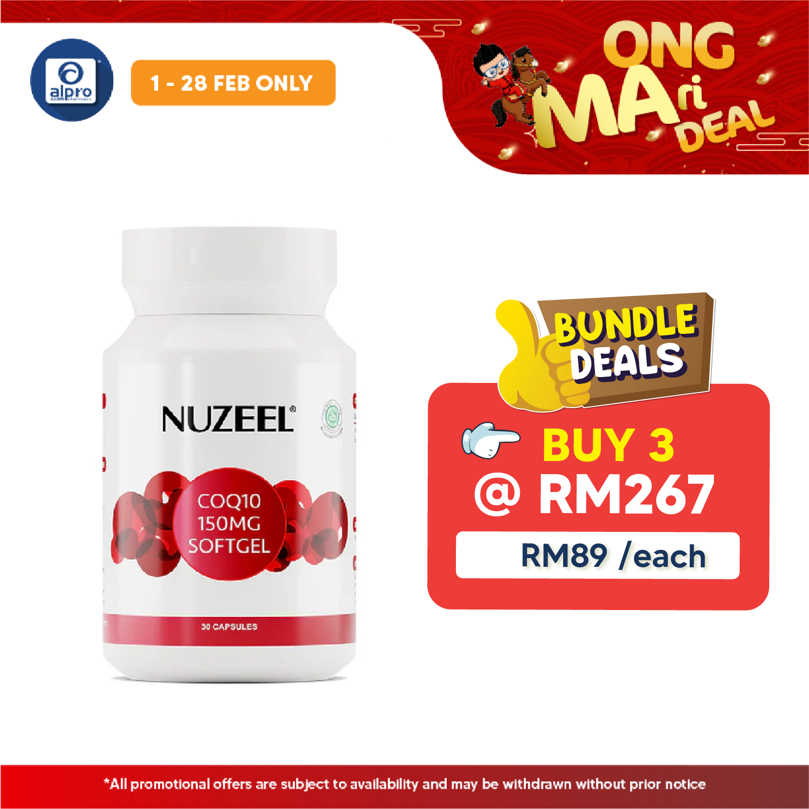 Nuzeel Coq10 150mg Softgel 30s | Reduce Oxidative Stress & Inflammation Nuzeel