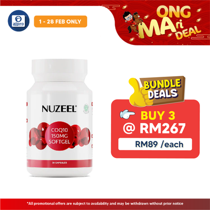 Nuzeel Coq10 150mg Softgel 30s | Reduce Oxidative Stress & Inflammation Nuzeel