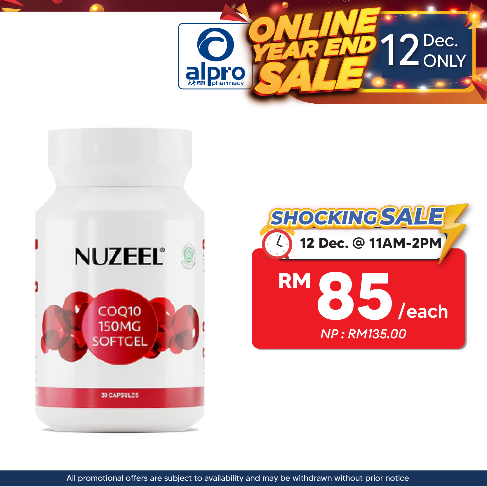 Nuzeel Coq10 150mg Softgel 30s | Reduce Oxidative Stress & Inflammation