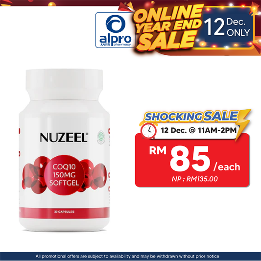 Nuzeel Coq10 150mg Softgel 30s | Reduce Oxidative Stress & Inflammation Nuzeel