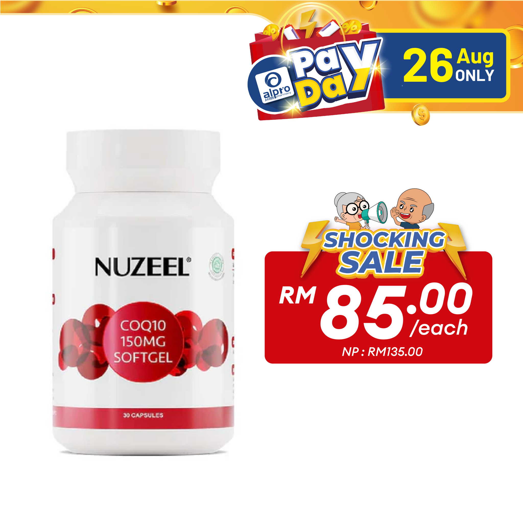 Nuzeel Coq10 150mg Softgel 30s | Reduce Oxidative Stress & Inflammation Nuzeel