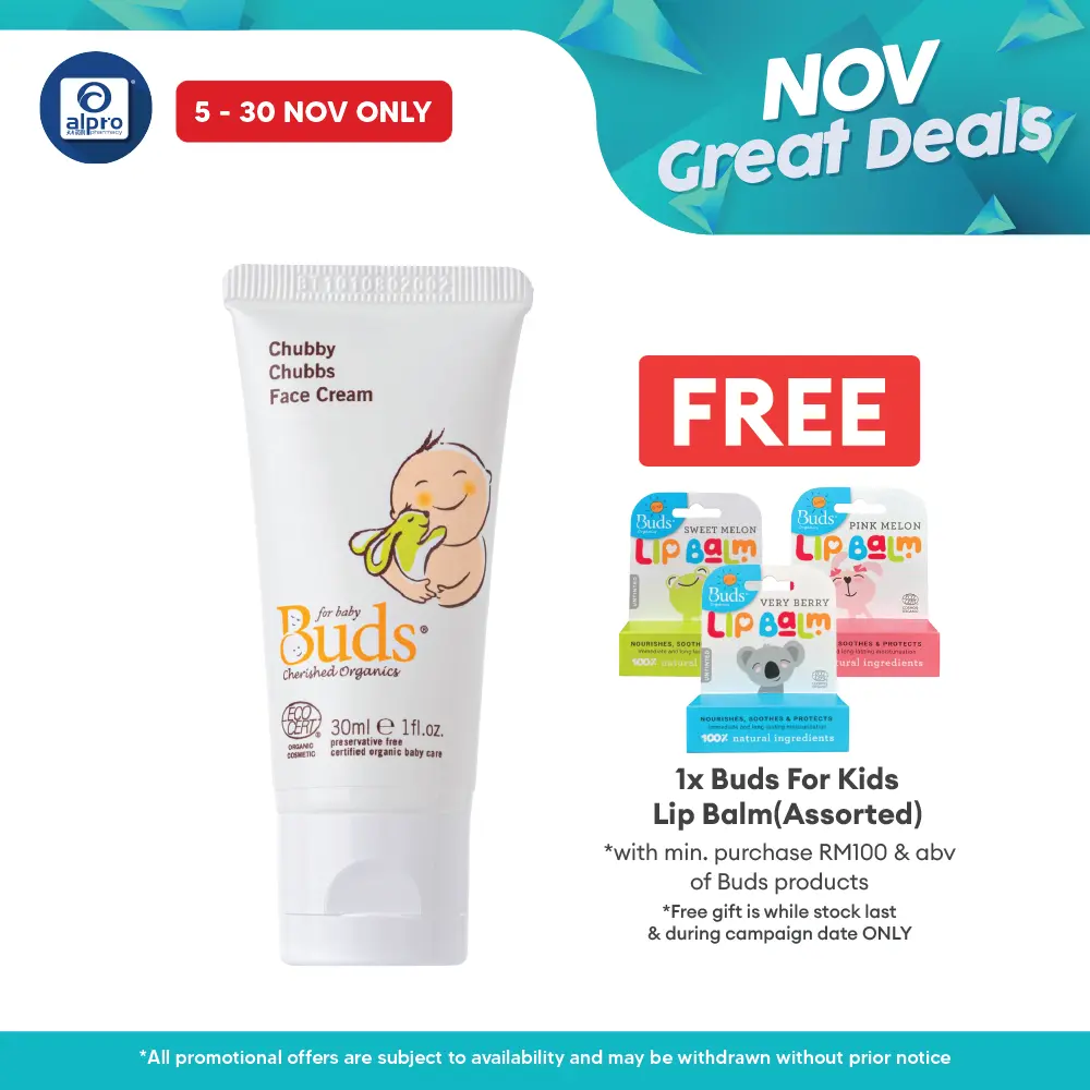 Buds Cherished Organics Chubby Chubbs Face Cream 30ml | Soothes and Hydrates Alpro Pharmacy