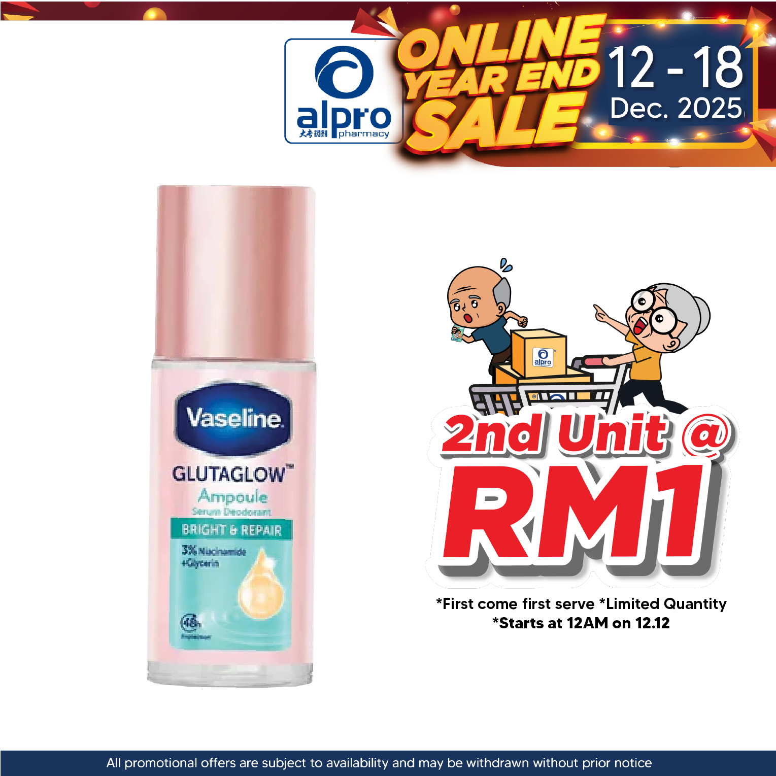 Vaseline Deodorant Dry Serum Bright & Repair 45mL | Bright & Smooth Underarms