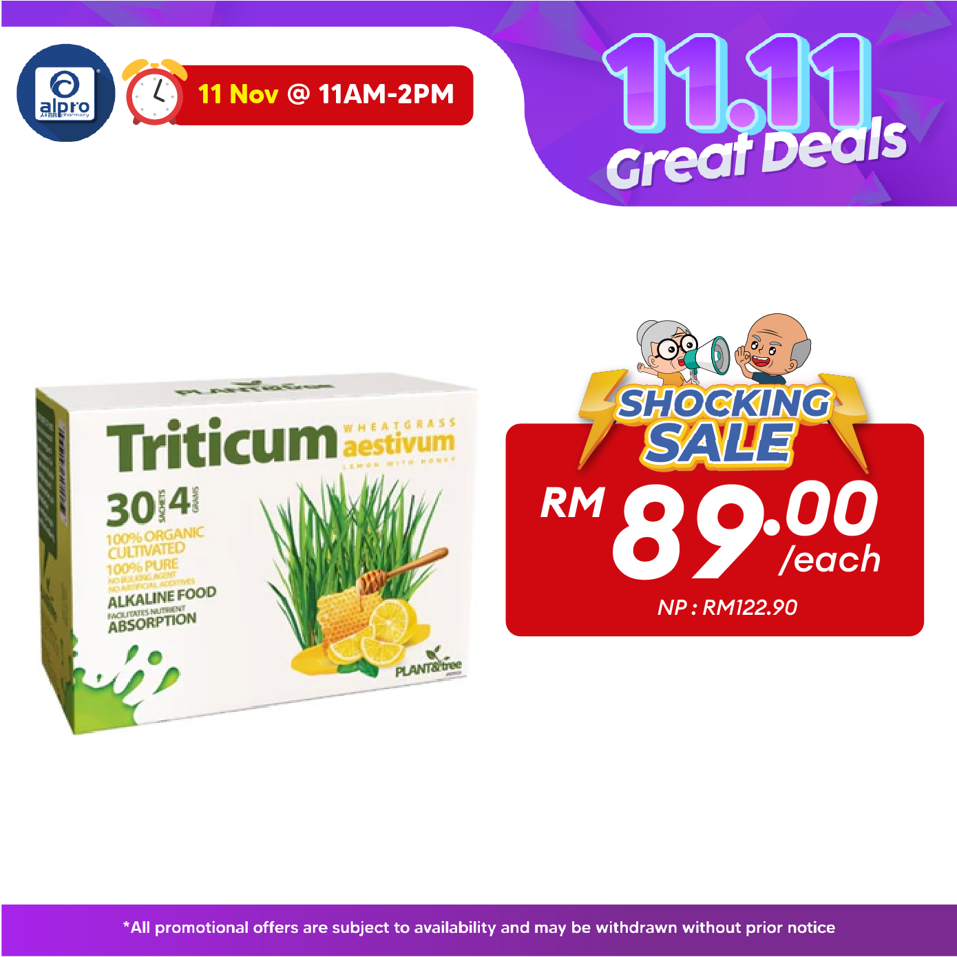 Triticum Aestivum Lemon with Honey 4G 30S | Antioxidant Food Plant & Tree