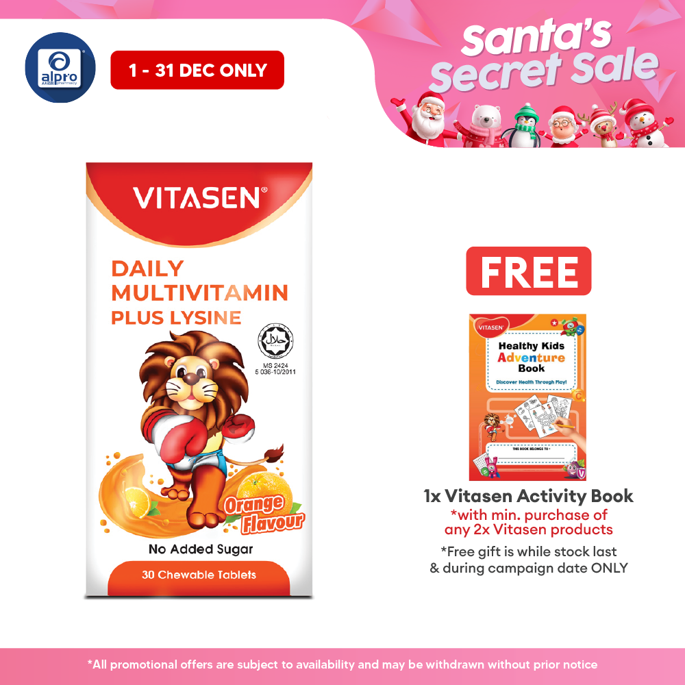 Vitasen Daily Multivitamin Plus Lysine (Chocolate / Orange) 30S | Improve Appetite Vitasen