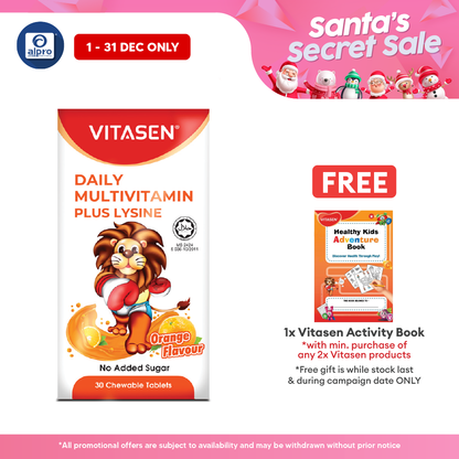 Vitasen Daily Multivitamin Plus Lysine (Chocolate / Orange) 30S | Improve Appetite Vitasen