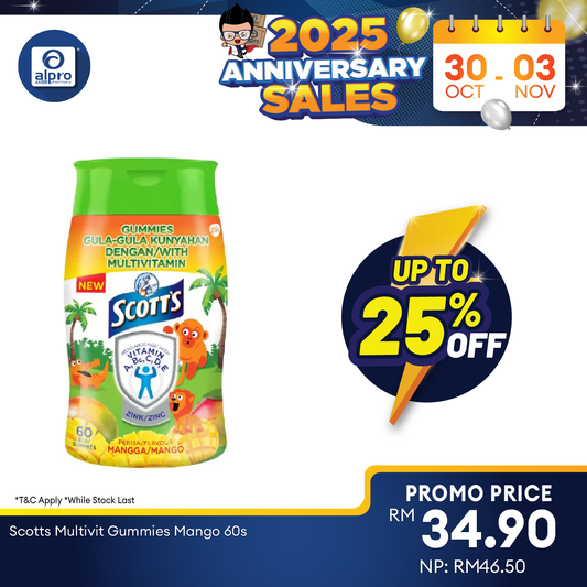 Scotts Multivit Gummies Mango 60s | Provides High Zinc Scotts