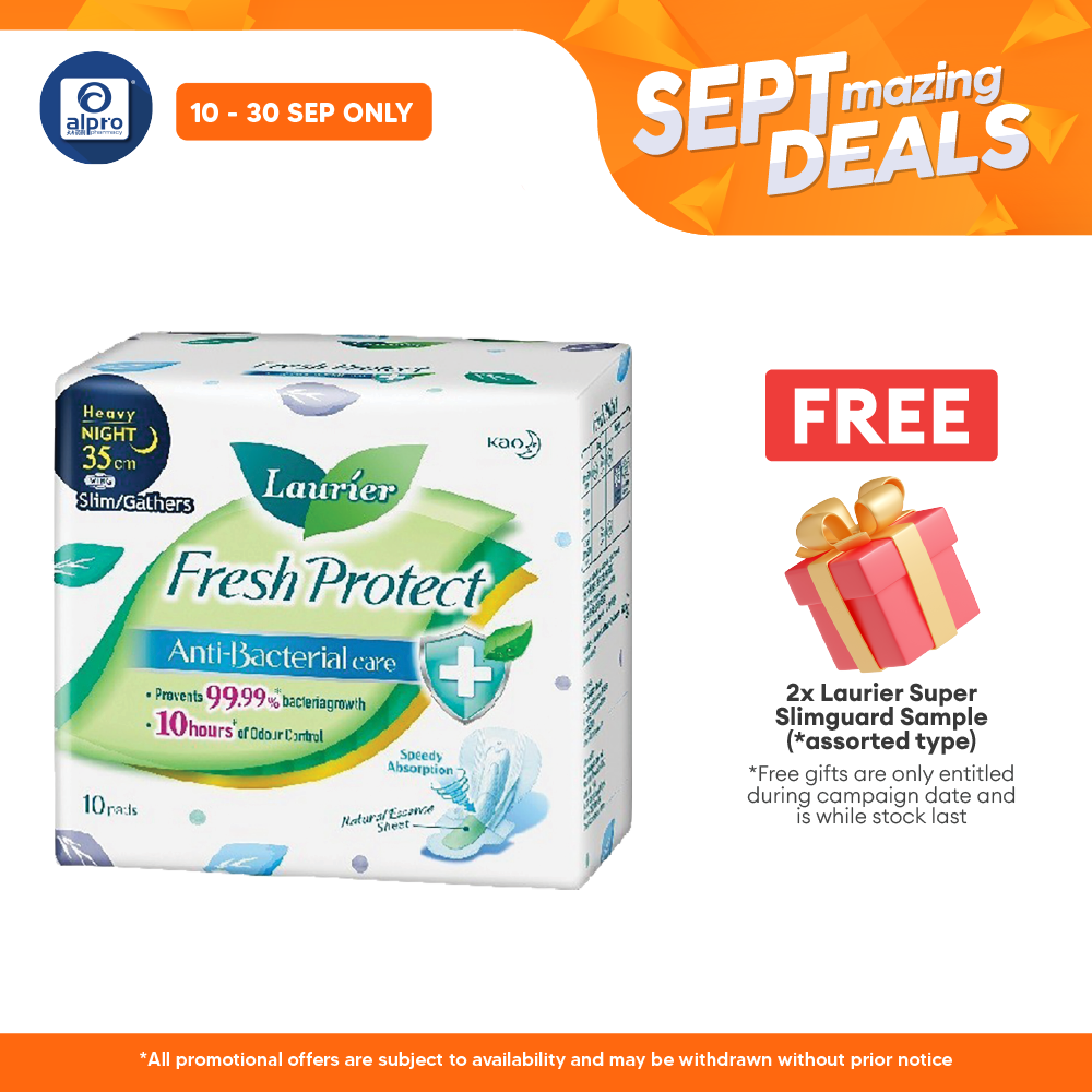 Laurier Fresh Protect Gathers 35cm 10s | For Night Use Laurier