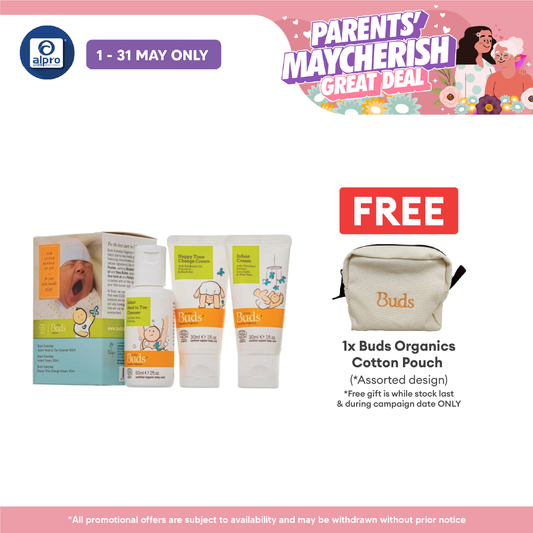 Buds Everyday Organics Baby Starter Kit (infant Head To Toe Cleanser 60ml + Infant Cream 30ml + Nappy Cream 30ml) Alpro Pharmacy