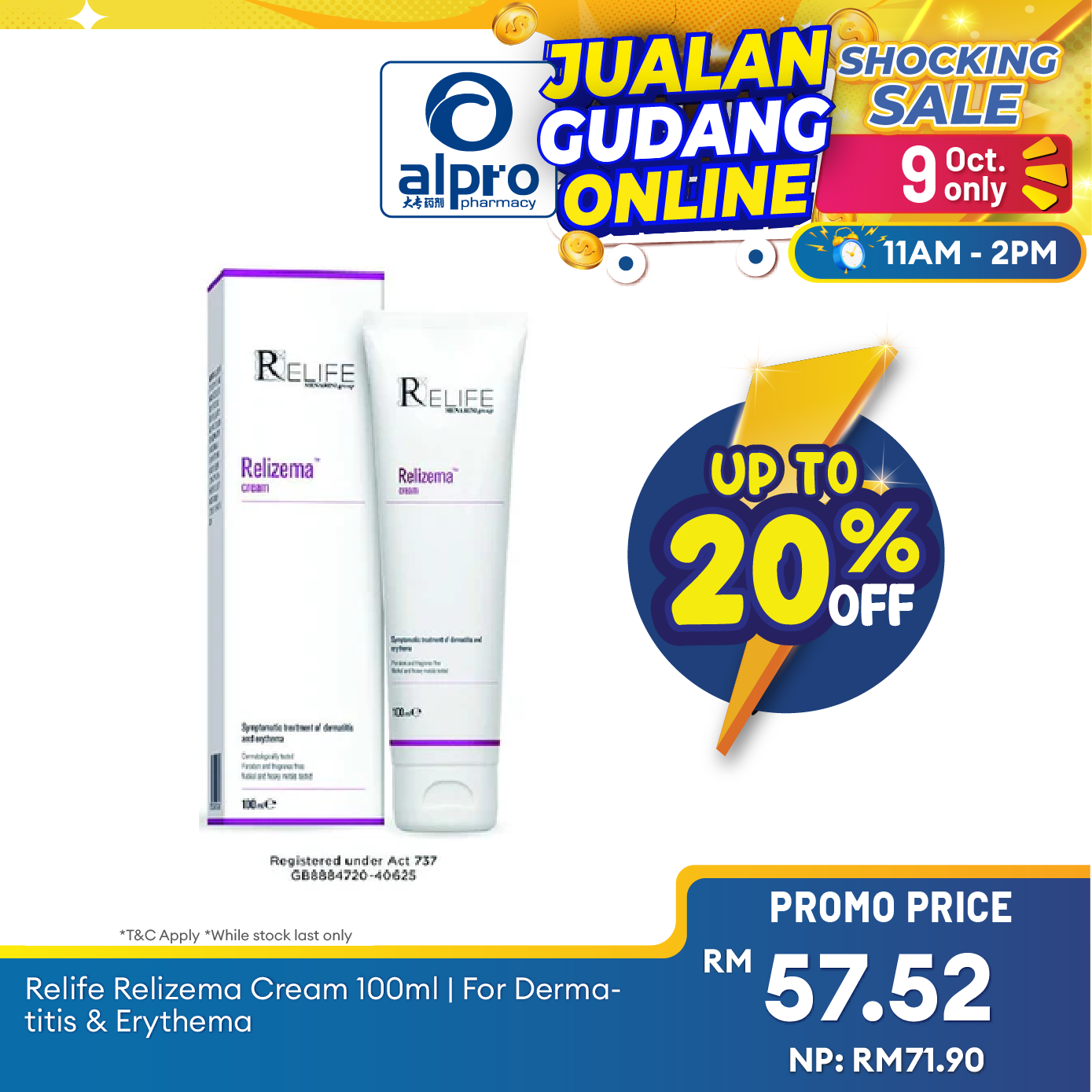 Relife Relizema Cream 100ml | For Dermatitis & Erythema Alpro Pharmacy