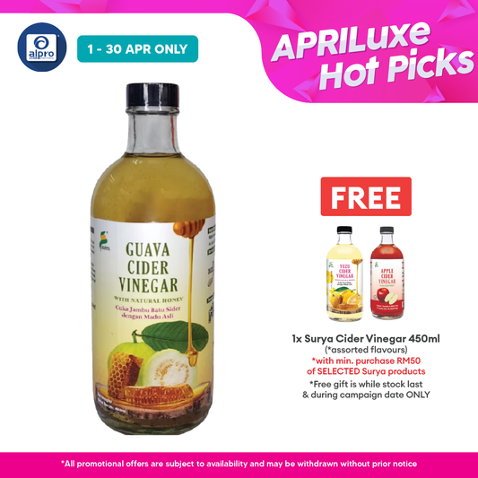 Surya Guava Cider Vinegar With Natural Honey 450ml | Enriched With Natural Goodness Alpro Pharmacy