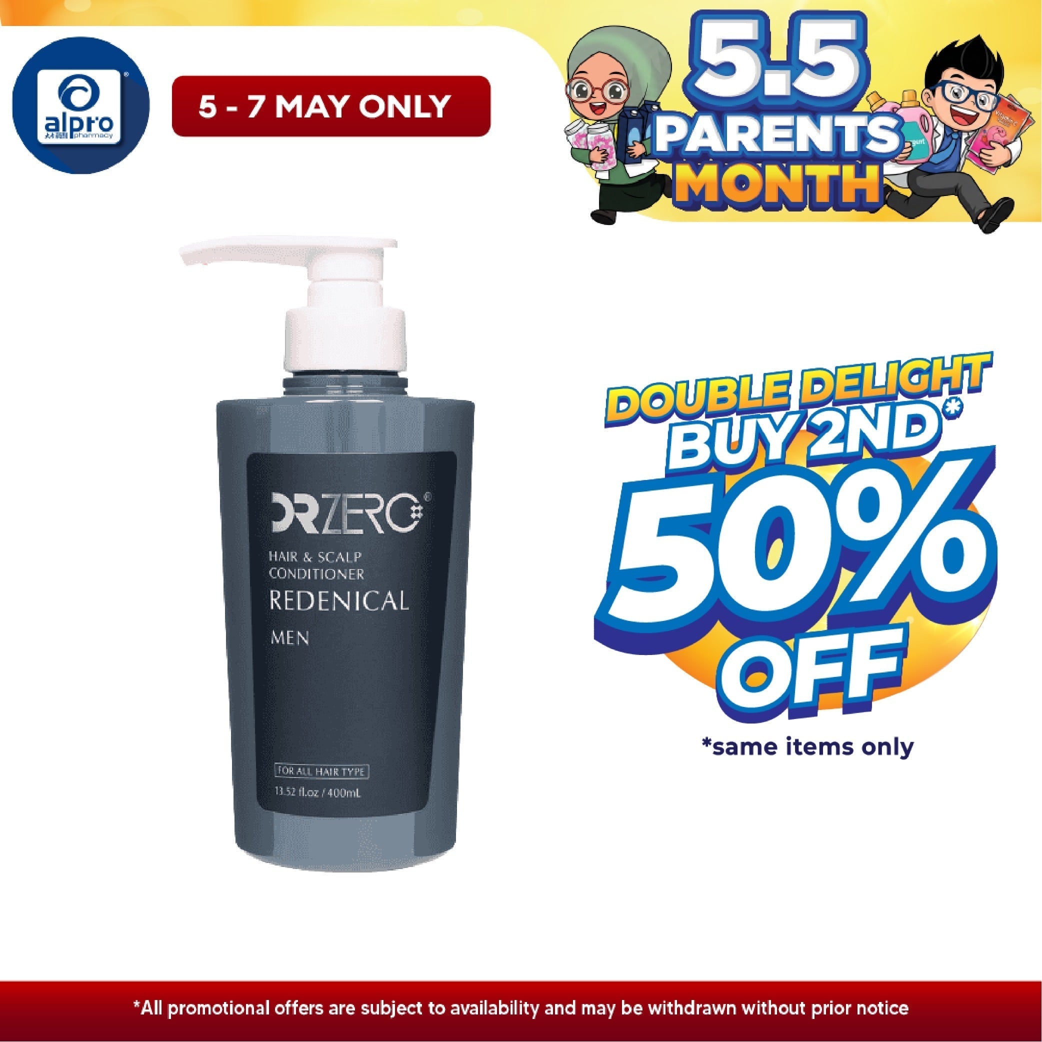 Sugi Dr Zero Redenical Hair & Scalp Conditioner Men 400ml | Reduce Hair Excess Sebum Secretion Alpro Pharmacy