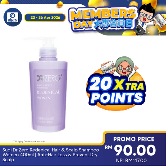 Sugi Dr Zero Redenical Hair & Scalp Shampoo Women 400ml | Anti-Hair Loss & Prevent Dry Scalp Dr Zero, Sugi