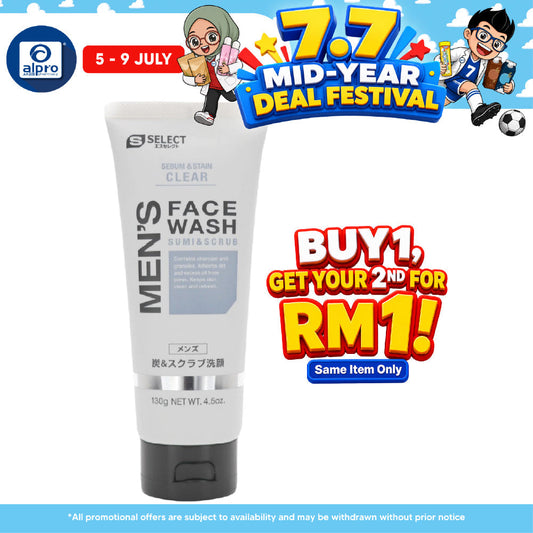 Sugi S Select Men's Face Wash Sumi & Scrub 130g | Remove Old Keratin & Skin Dirt S Select, Sugi
