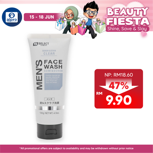 Sugi S Select Men's Face Wash Sumi & Scrub 130g | Remove Old Keratin & Skin Dirt S Select, Sugi