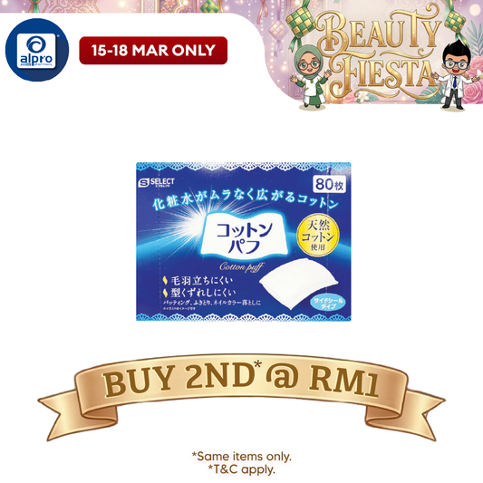Sugi S Select Soft Cotton Puffs 80s X 2 Packs | For Cosmetic & Skincare Needs Alpro Pharmacy