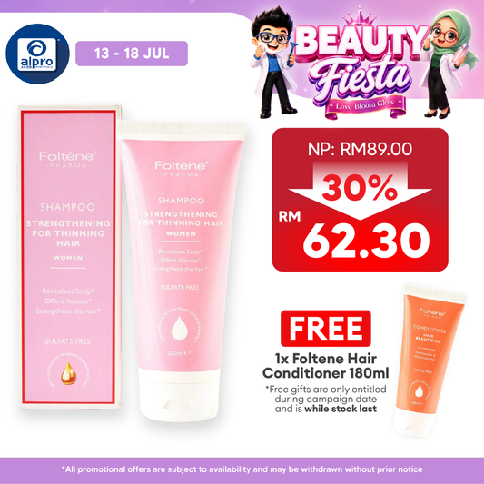 Foltene Pharma Strengthening Shampoo for Thinning Hair Women 200mL | Provides Volume and Shine Foltene Pharma