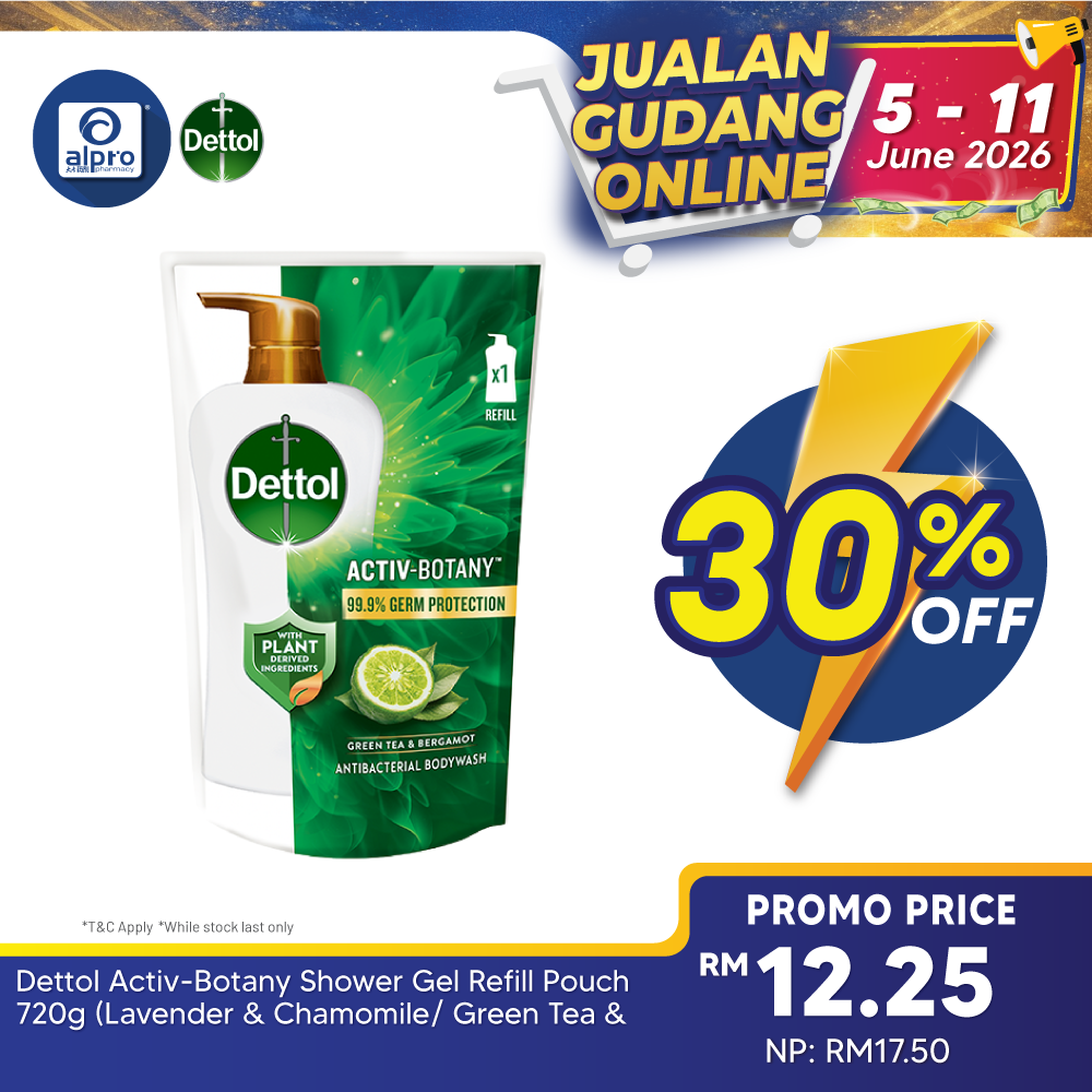 Dettol Activ-Botany Shower Gel Refill Pouch 720g (Lavender & Chamomile/ Green Tea & Bergamot) Dettol