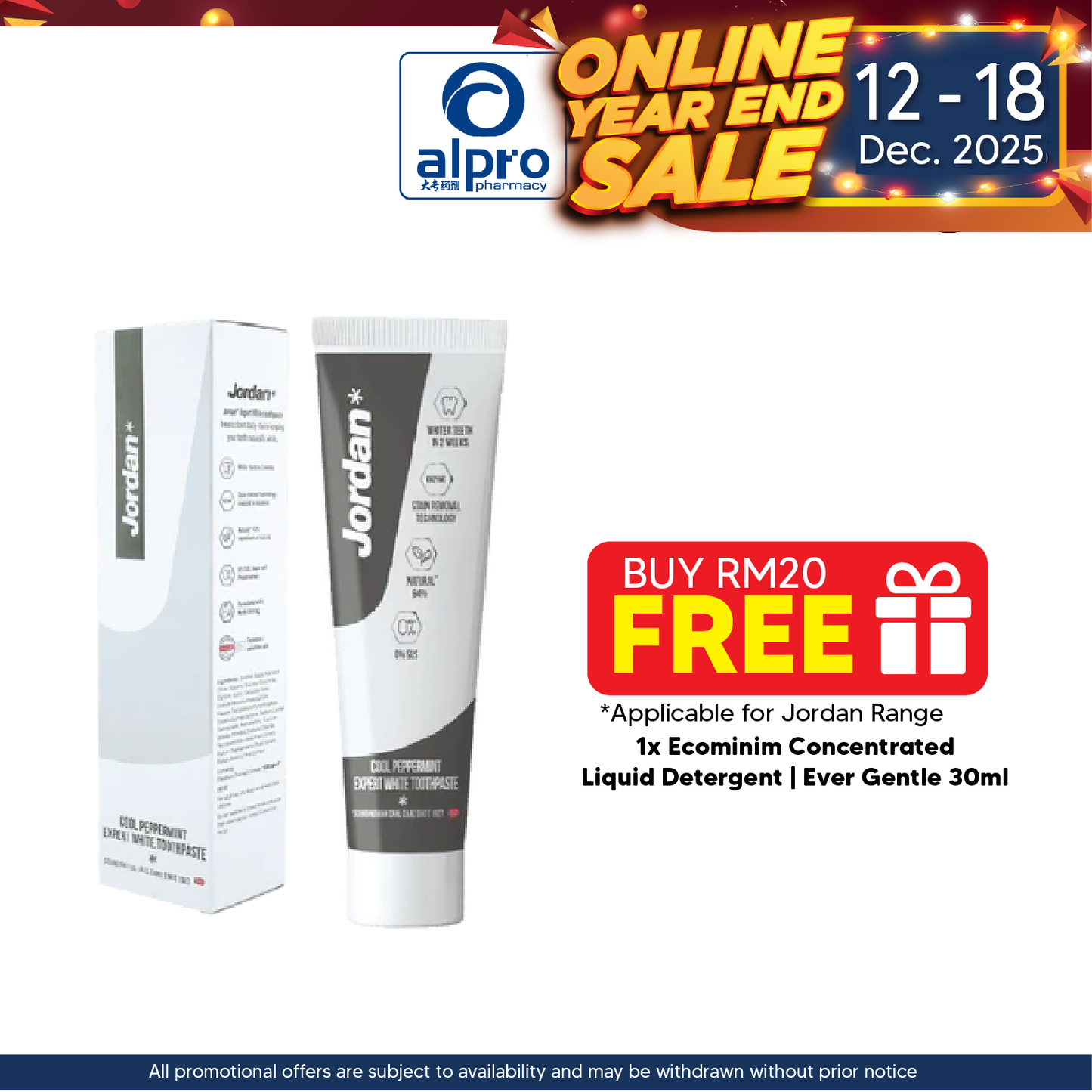Jordan Toothpaste EXP Whitening 100g | For Adult Use Alpro Pharmacy