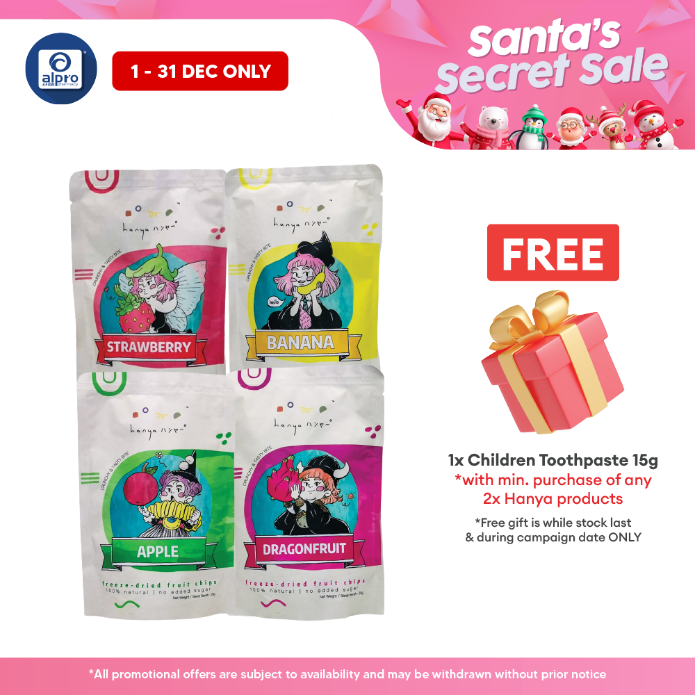 Hanya Freeze-Dried 20g (Strawberry/ Banana/ Dragonfruit/ Apple) | Kids Healthy Snacks Hanya