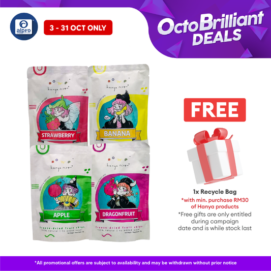 Hanya Freeze-Dried 20g (Strawberry/ Banana/ Dragonfruit/ Apple) | Kids Healthy Snacks Hanya