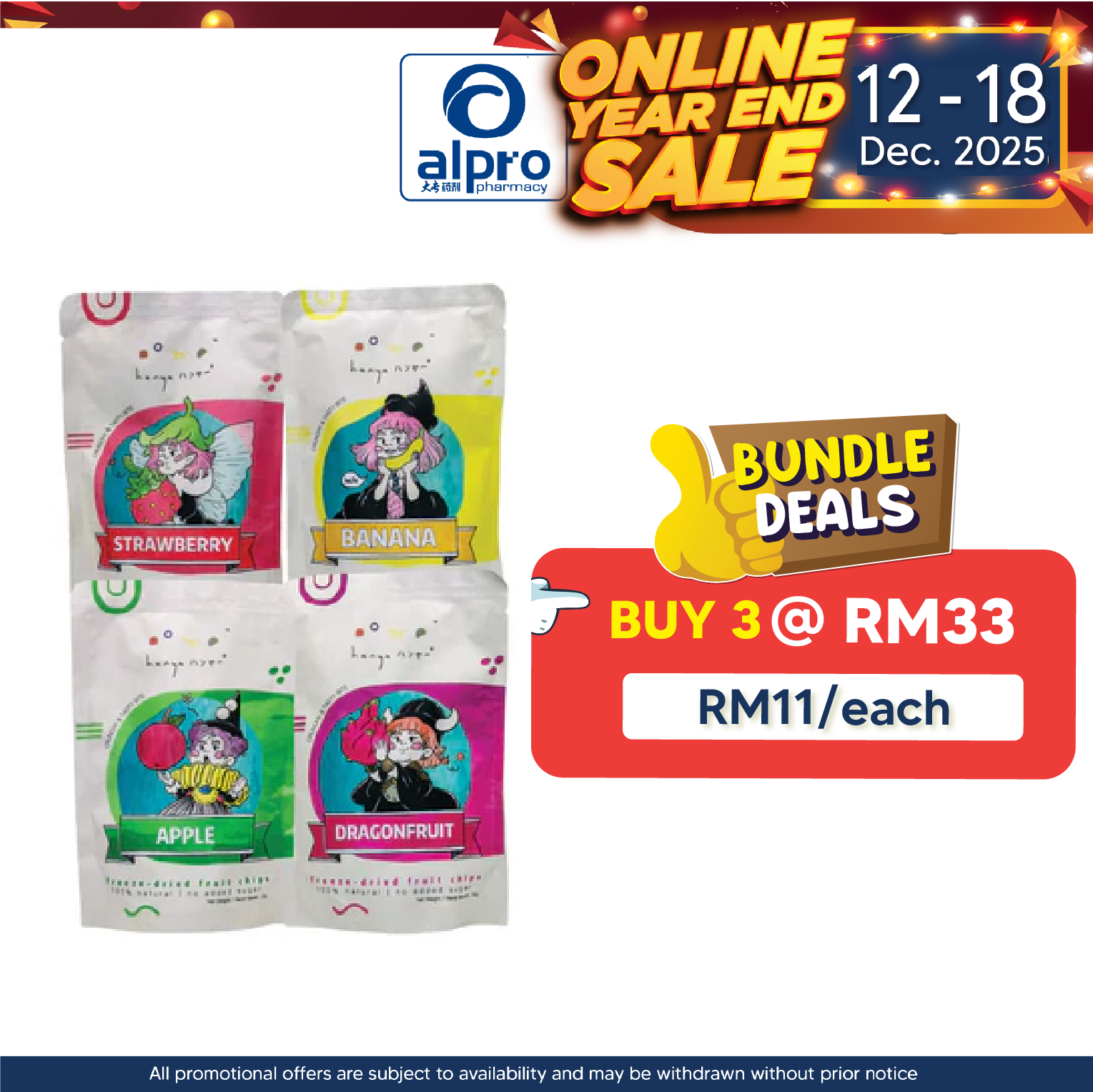 Hanya Freeze-Dried 20g (Strawberry/ Banana/ Dragonfruit/ Apple) | Kids Healthy Snacks