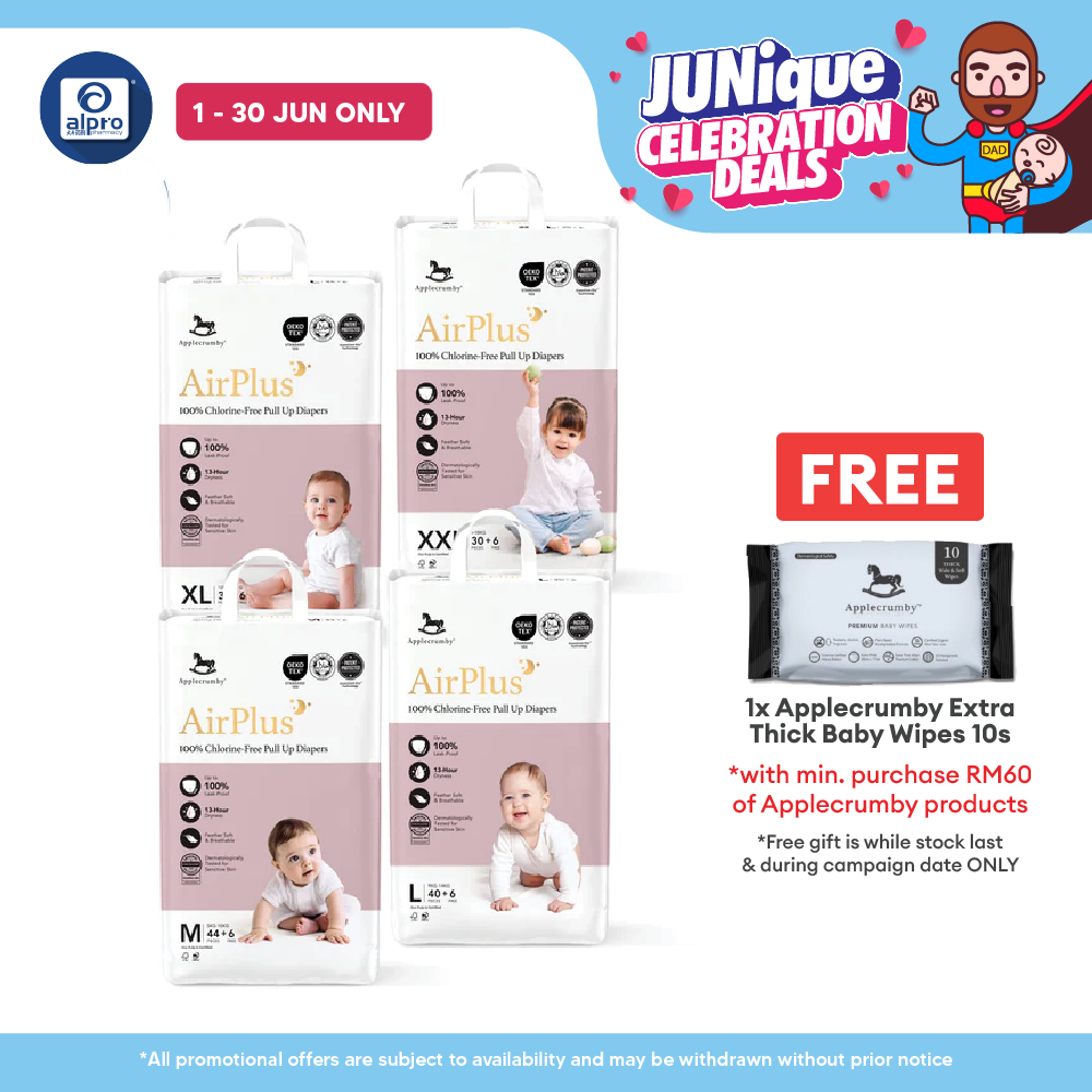 Applecrumby® AirPlus Overnight Pull Up Diapers (M/ L/ XL/XXL) | GreenCoreDry™ Technology Applecrumby