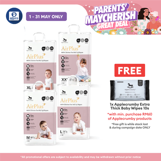 Applecrumby® AirPlus Overnight Pull Up Diapers (M/ L/ XL/XXL) | GreenCoreDry™ Technology Applecrumby