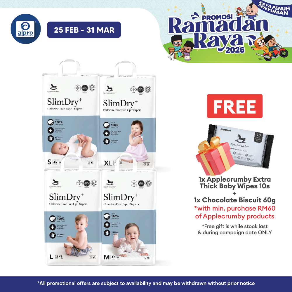 Applecrumby® SlimDry EasyDay Tape Diapers (S/ M/ L/ XL) | Holds 30× Its Weight In Liquid Applecrumby