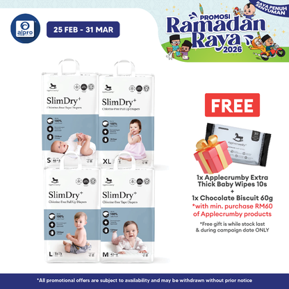 Applecrumby® SlimDry EasyDay Tape Diapers (S/ M/ L/ XL) | Holds 30× Its Weight In Liquid Applecrumby