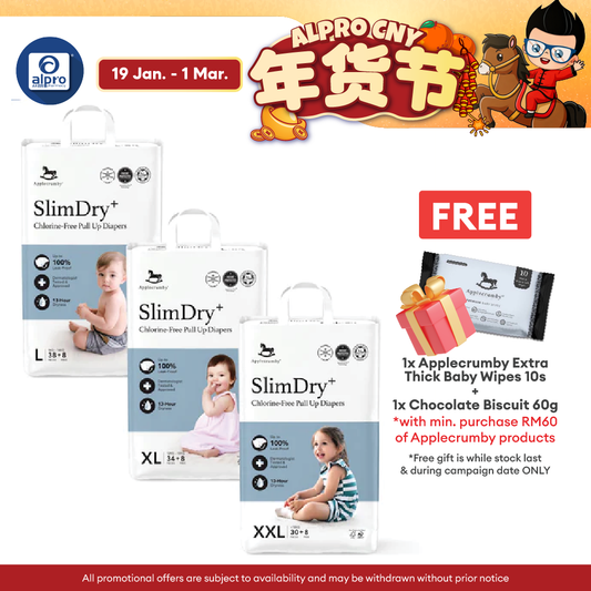 Applecrumby® SlimDry EasyDay Pull Up Diapers (L/ XL/ XXL) | Holds 30× Its Weight In Liquid