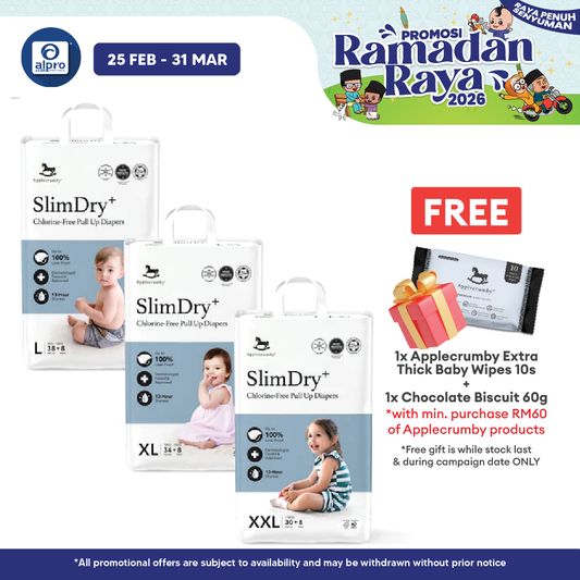 Applecrumby® SlimDry EasyDay Pull Up Diapers (L/ XL/ XXL) | Holds 30× Its Weight In Liquid Applecrumby