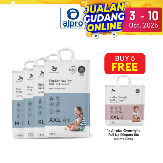 Applecrumby® SlimDry EasyDay Pull Up Diapers (M/ L/ XL/ XXL) | Holds 30× Its Weight In Liquid Applecrumby