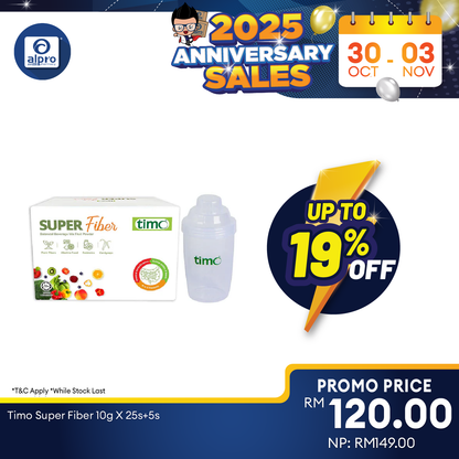 Timo Super Fiber 10g X 30s + Free Shaker (New) Alpro Pharmacy