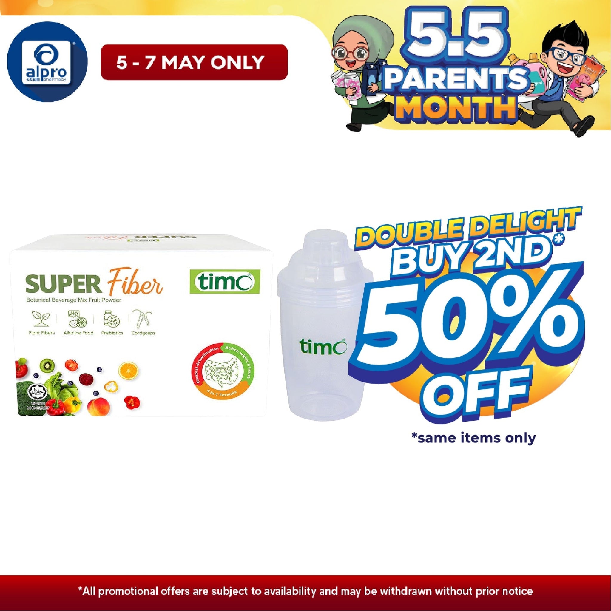 Timo Super Fiber 10g X 30s + Free Shaker (New) | Powerful Detoxification Effects Timo