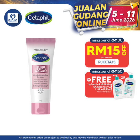Cetaphil Bright Healthy Radiance Gentle Renewing Cleanser 100g | Brightening & Gently Exfoliating Cetaphil