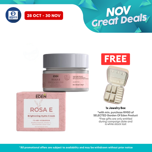 Garden Of Eden Rosa E Brightening Hydra Cream 50g | 72 Hour Hydration Garden Of Eden