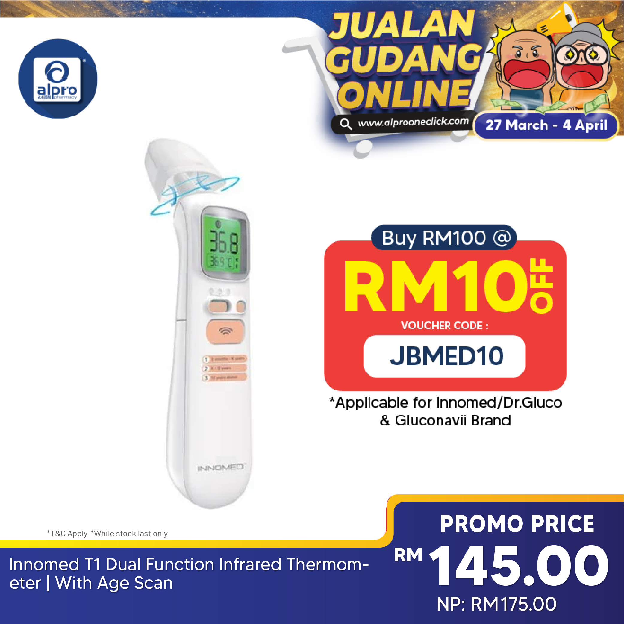 Innomed T1 Dual Function Infrared Thermometer | With Age Scan INNOMED