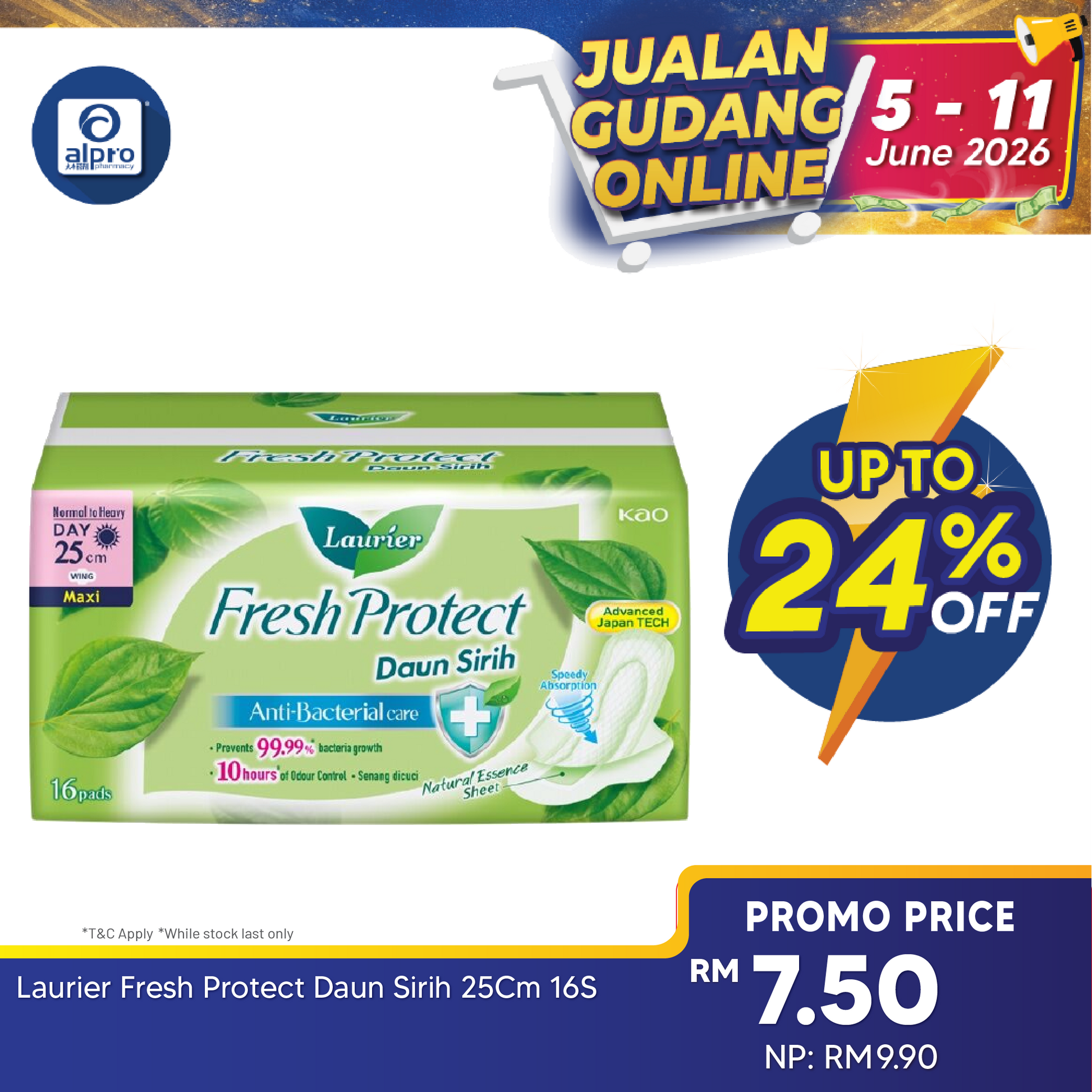 (Ws)Laurier Fresh Protect Daun Sirih 25cm 16s Laurier