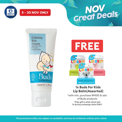 Buds Soothing Organics Calming Rub Cream 50ml | Soothes and Calming Buds