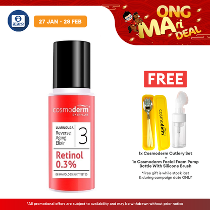 Cosmoderm Luminous A Reverse Aging Elixir 30ml | Improve Sagging & Damaged Skin Cosmoderm