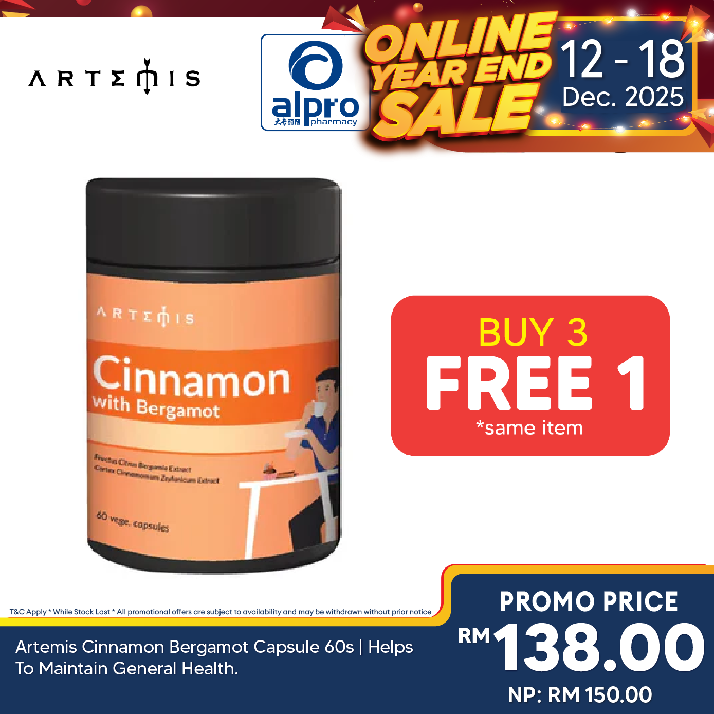 Artemis Cinnamon Bergamot Capsule 60s | Helps To Maintain General Health.