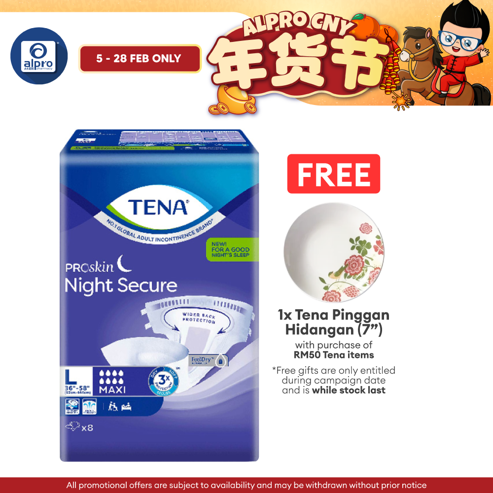 Tena Proskin Night Secure L 8s | Anti Leakage Tena