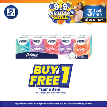 Kleenex Classic Hanky Pack 3ply 9sx10s | Pocket Tissue Alpro Pharmacy