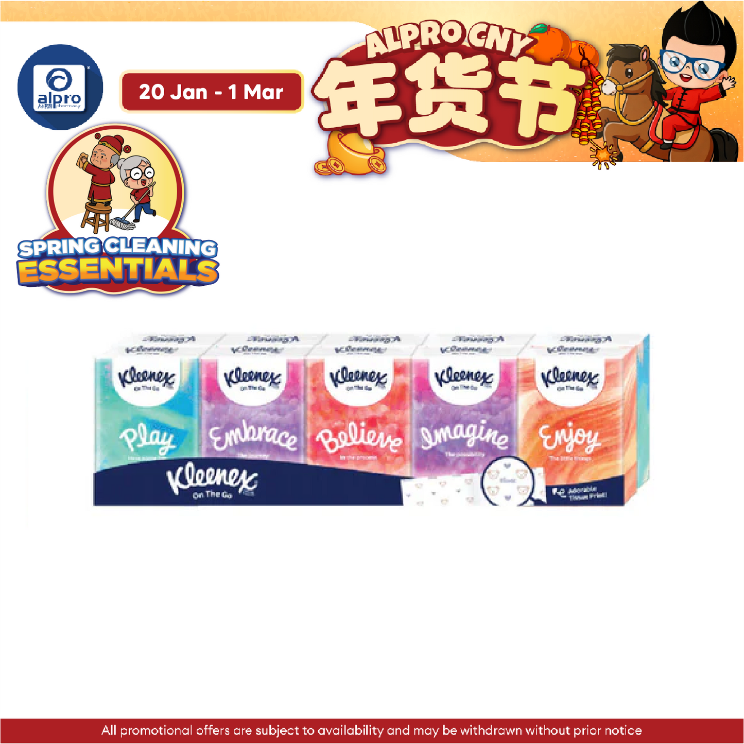 Kleenex Classic Hanky Pack 3ply 9sx10s | Pocket Tissue